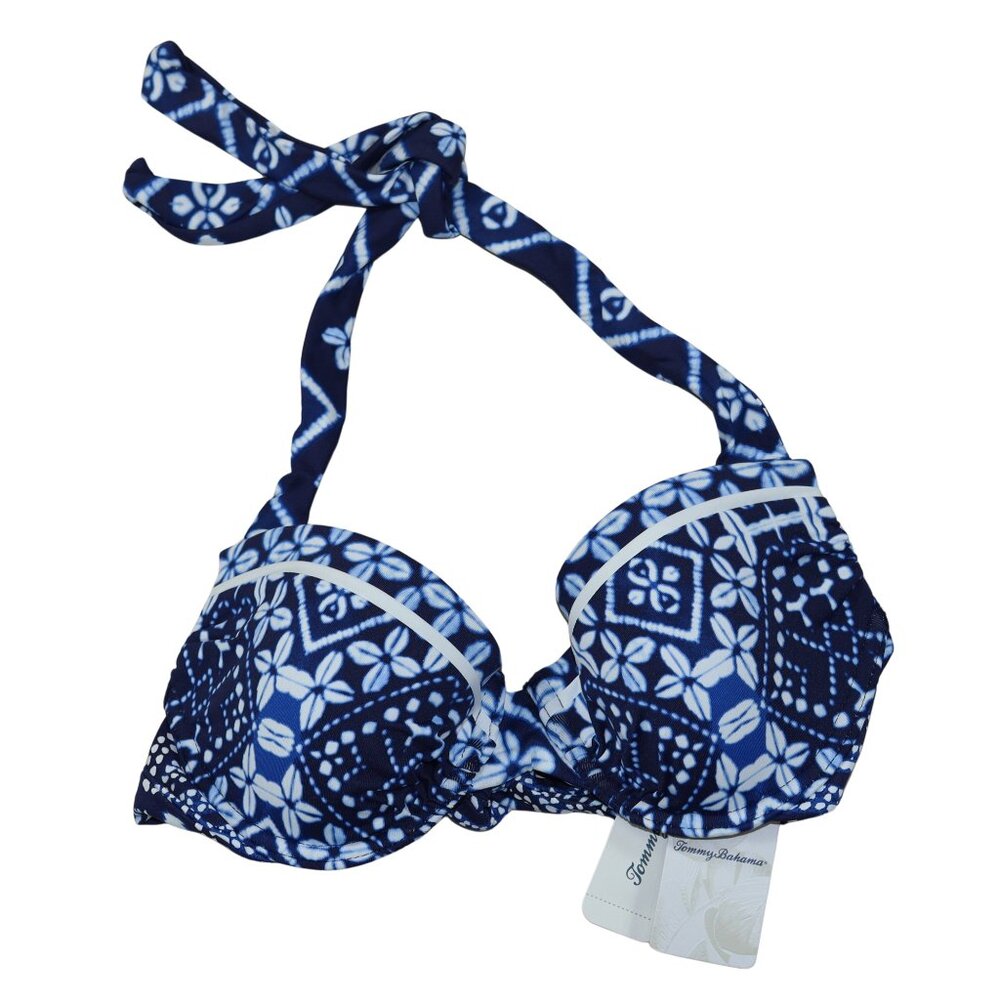 Tommy Bahama 34B Cowrie Underwire Full Coverage Swimwear Bikini Top NWT Navy
